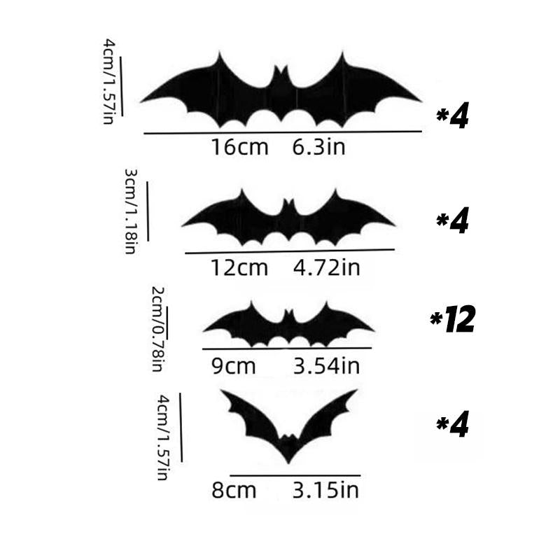 🎁🔥 3D Bat Light Design LED Decorations （contains three sizes: large, medium and small）