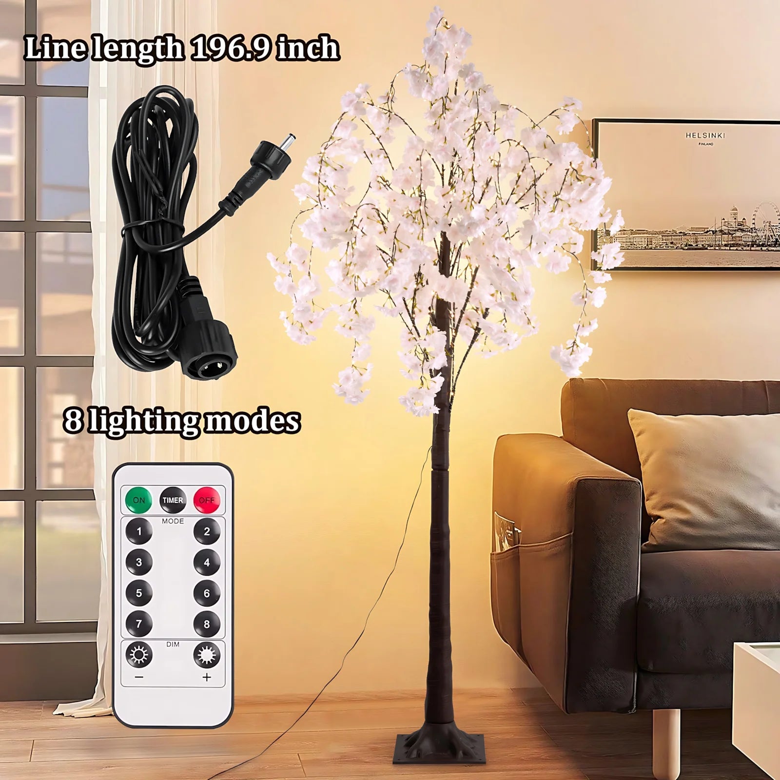 6ft Cherry Blossom Tree Light – 450 LED Artificial Tree with Warm Lights for Home & Event Decoration