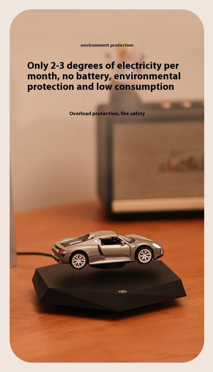 Magnetic Levitating Car with Metal Base – 360° Rotation Creative Home & Office Decor Gift