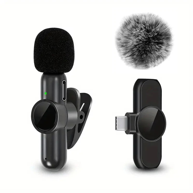 Wireless Lavalier Microphone with Windproof Cover – Mini Mic for iPhone & Android Video Recording