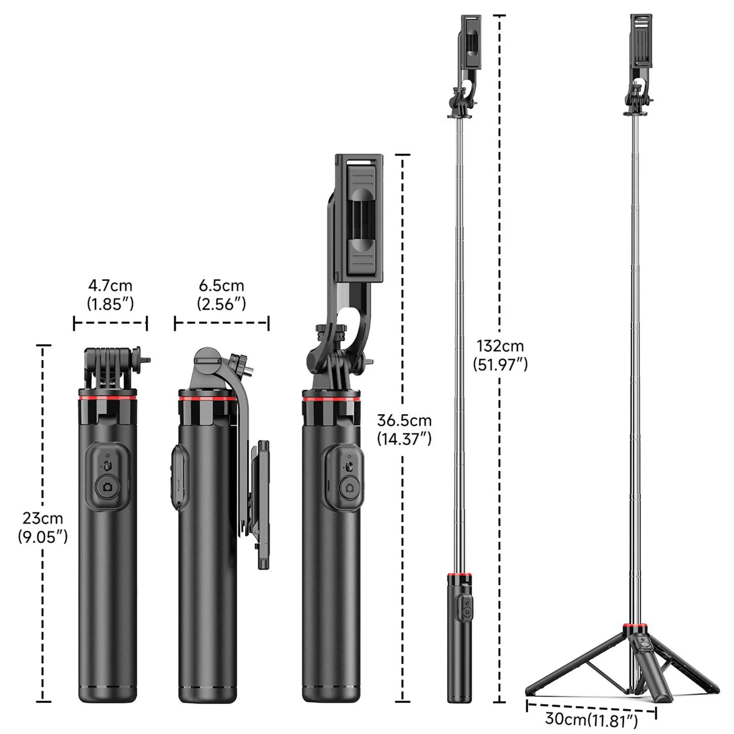 C13C13d Portable Selfie Stick with Bluetooth Remote – 360° Rotating Tripod & Phone Holder