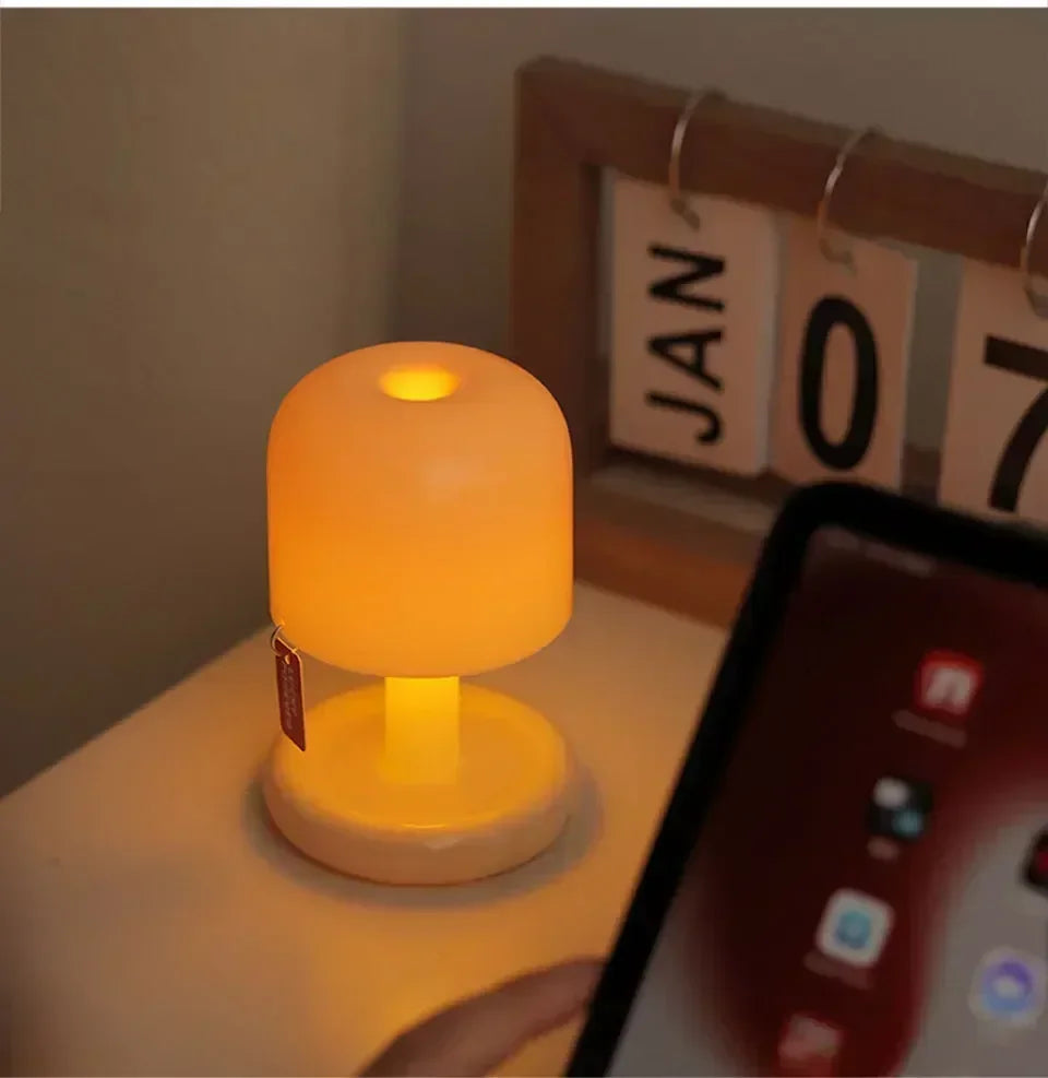 Mini Sunset LED Night Lamp – USB Rechargeable Mushroom Style Night Light for Bedroom, Coffee Bar &