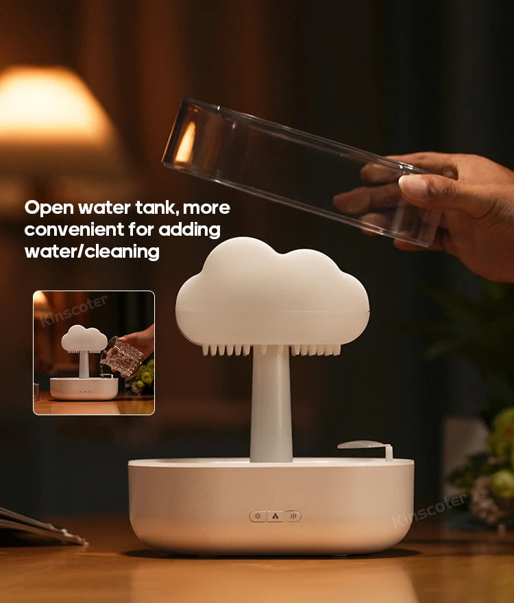 Cloud Air Humidifier & Essential Oil Diffuser – Ultrasonic Mist, Rain Cloud Night Light, White Noise