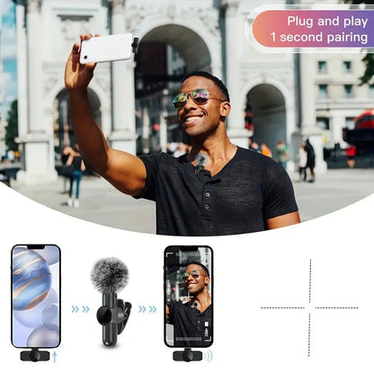 Wireless Lavalier Microphone with Windproof Cover – Mini Mic for iPhone & Android Video Recording