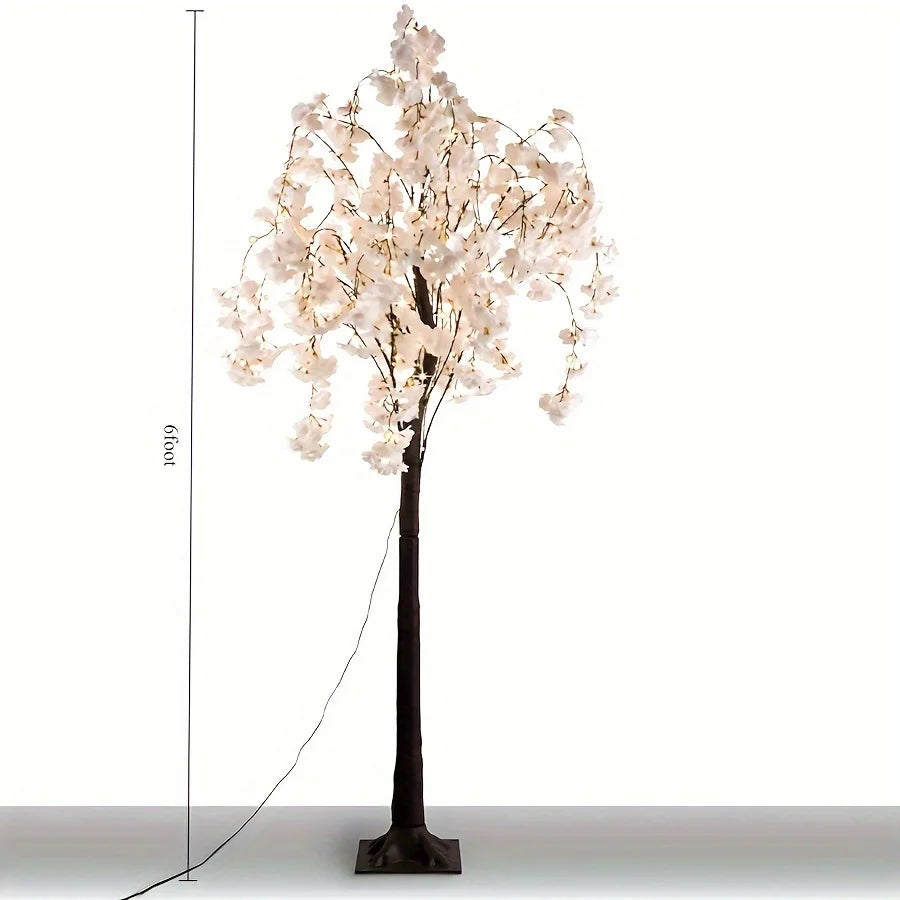 6ft Cherry Blossom Tree Light – 450 LED Artificial Tree with Warm Lights for Home & Event Decoration