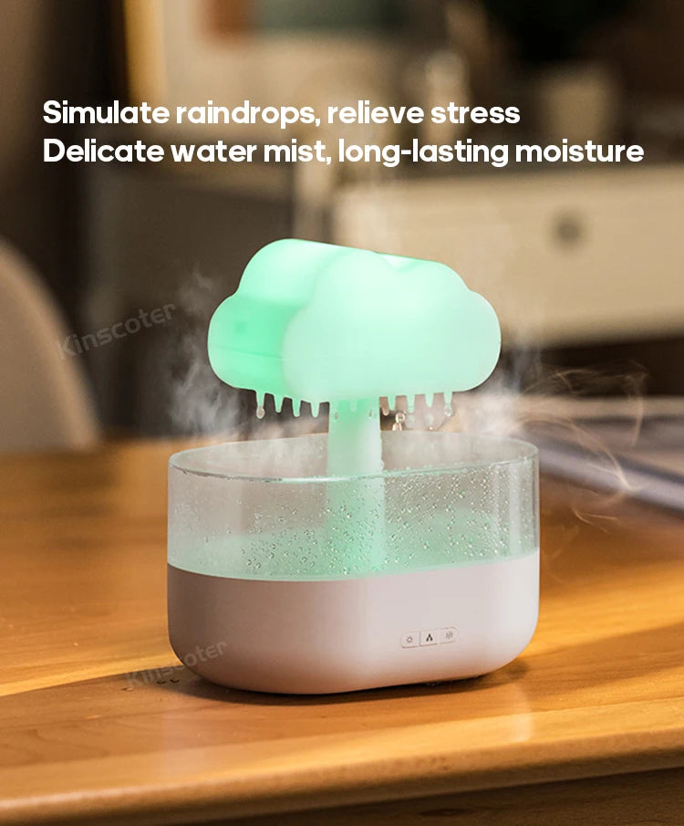 Cloud Air Humidifier & Essential Oil Diffuser – Ultrasonic Mist, Rain Cloud Night Light, White Noise