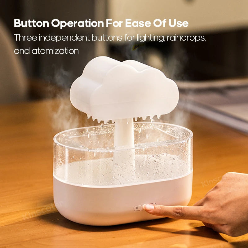 Cloud Air Humidifier & Essential Oil Diffuser – Ultrasonic Mist, Rain Cloud Night Light, White Noise