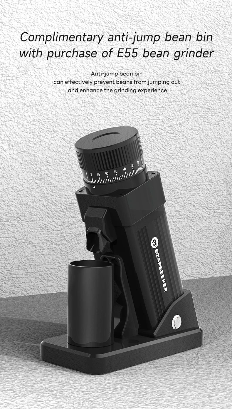 TARSEEKER E55 Electric Coffee Grinder – 55MM Espresso Burr with Stepless Fineness Adjustment for Cold Brew