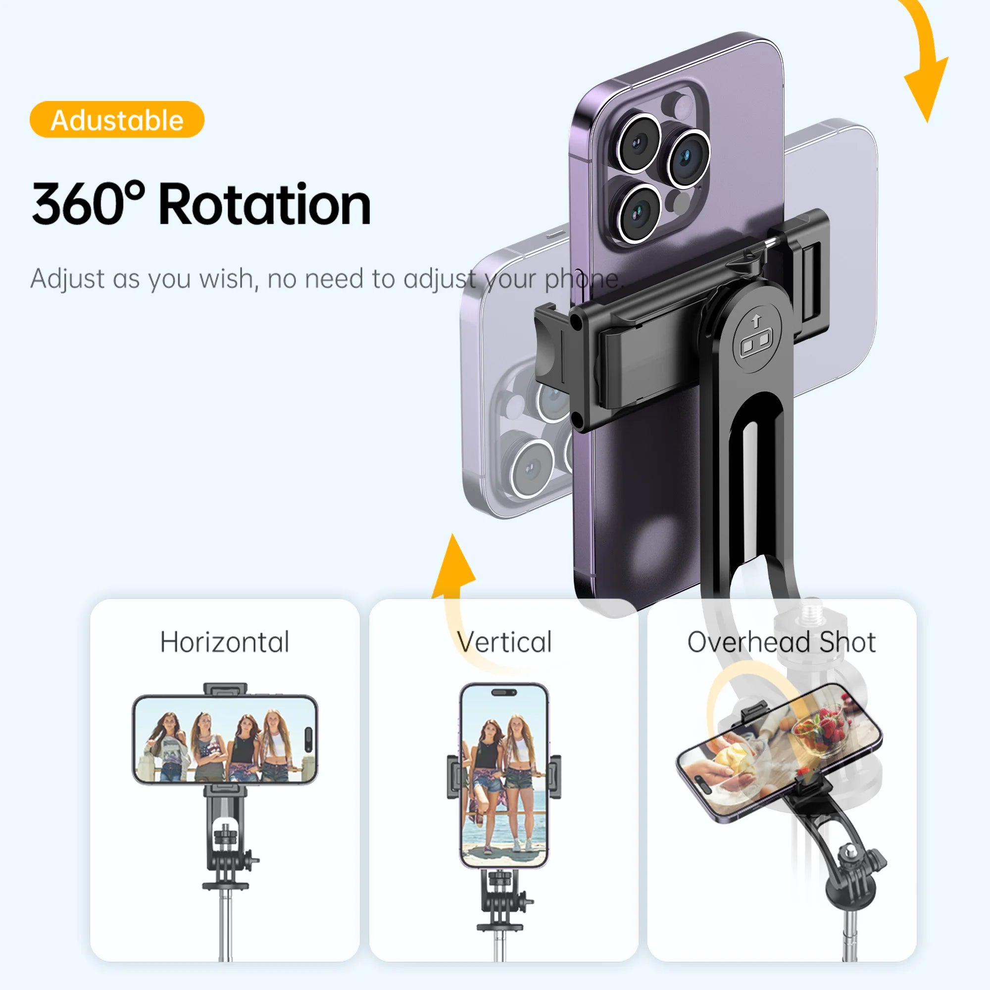 C13C13d Portable Selfie Stick with Bluetooth Remote – 360° Rotating Tripod & Phone Holder