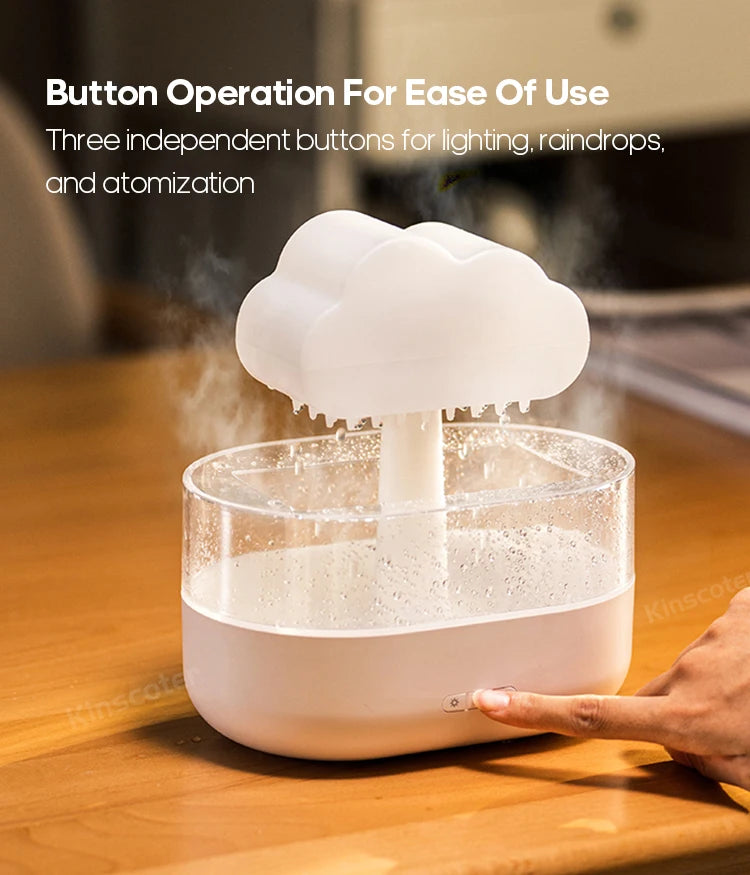 Cloud Air Humidifier & Essential Oil Diffuser – Ultrasonic Mist, Rain Cloud Night Light, White Noise