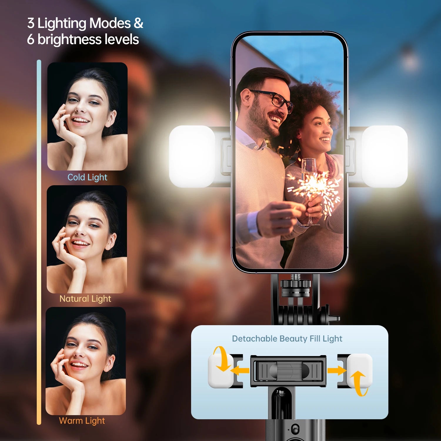 C13C13d Portable Selfie Stick with Bluetooth Remote – 360° Rotating Tripod & Phone Holder