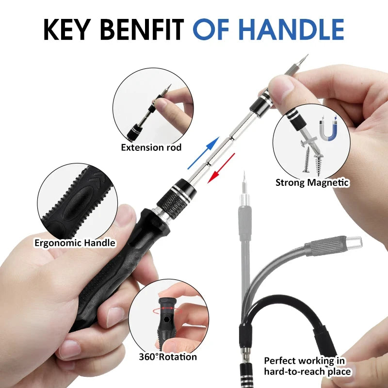 Galacok 117 in 1 Precision Screwdriver Set with 98 Magnetic Bits Multi-Function Repair Tool Kit for IPhone Glasses Laptop Camera