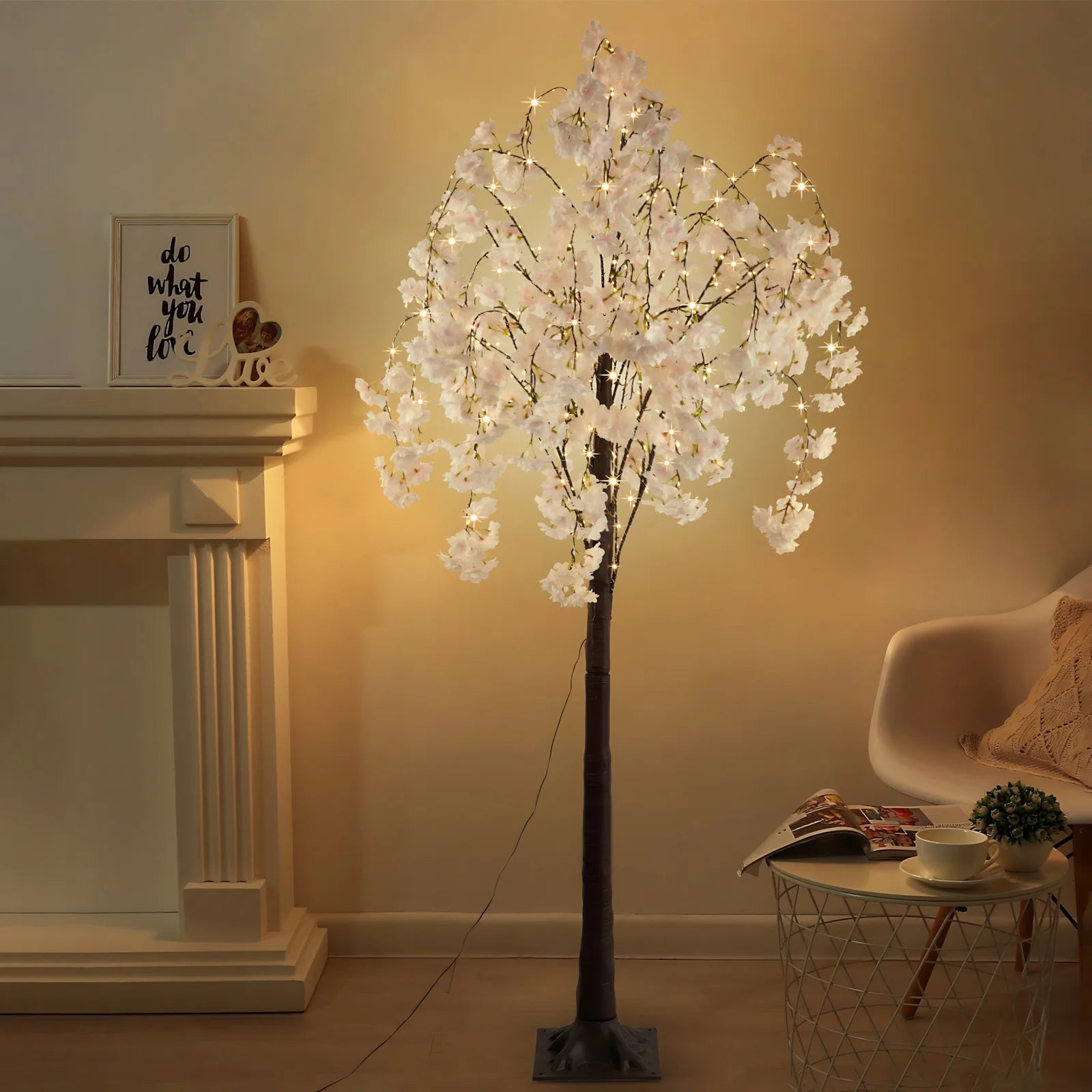 6ft Cherry Blossom Tree Light – 450 LED Artificial Tree with Warm Lights for Home & Event Decoration