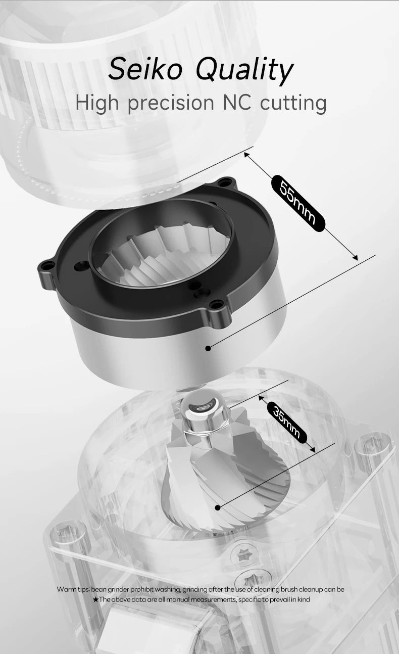 TARSEEKER E55 Electric Coffee Grinder – 55MM Espresso Burr with Stepless Fineness Adjustment for Cold Brew