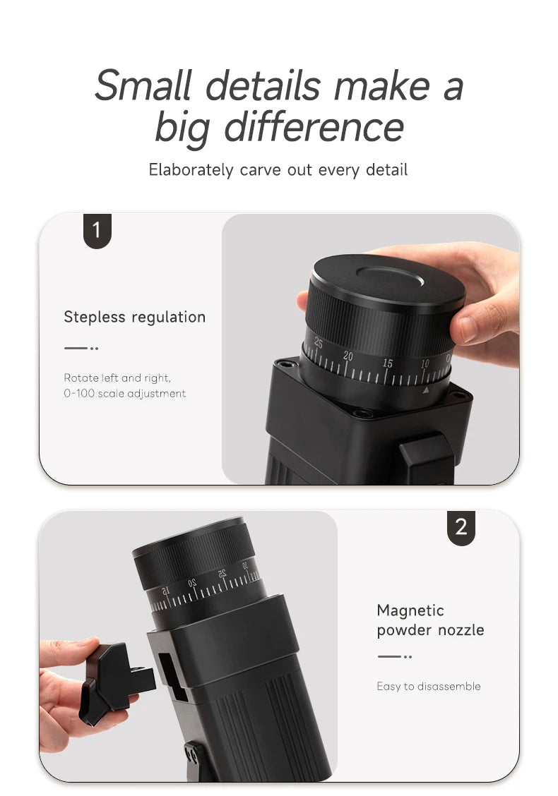 TARSEEKER E55 Electric Coffee Grinder – 55MM Espresso Burr with Stepless Fineness Adjustment for Cold Brew