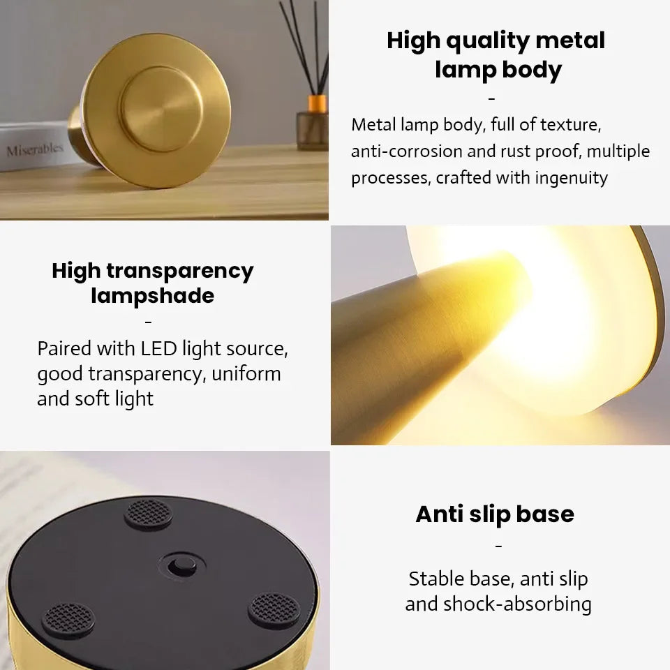 USB Rechargeable Touch Table Lamp – Portable Study, Bedroom & Night Light