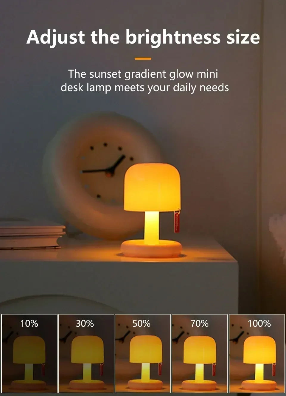 Mini Sunset LED Night Lamp – USB Rechargeable Mushroom Style Night Light for Bedroom, Coffee Bar &