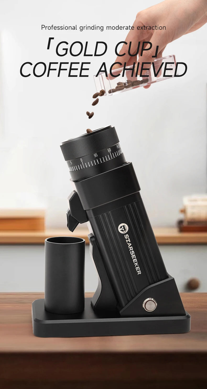TARSEEKER E55 Electric Coffee Grinder – 55MM Espresso Burr with Stepless Fineness Adjustment for Cold Brew