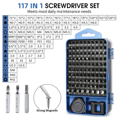 Galacok 117 in 1 Precision Screwdriver Set with 98 Magnetic Bits Multi-Function Repair Tool Kit for IPhone Glasses Laptop Camera