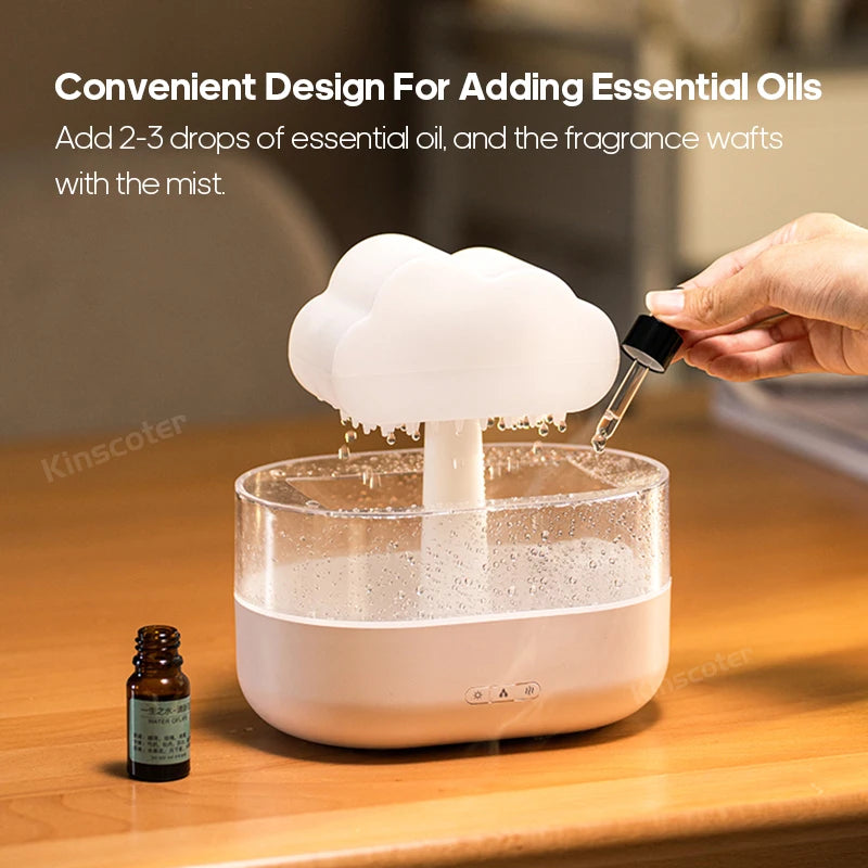 Cloud Air Humidifier & Essential Oil Diffuser – Ultrasonic Mist, Rain Cloud Night Light, White Noise