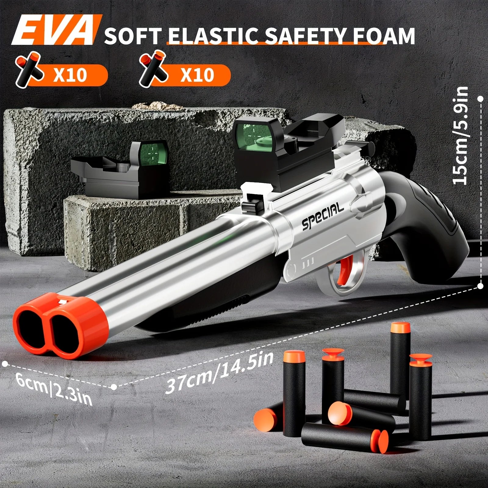 Toy Gun Soft Bullets,Rifle Short Double Barrel Shotgun Toys Foam Blasters with EVA Darts, Shooting Games Education Toy Model