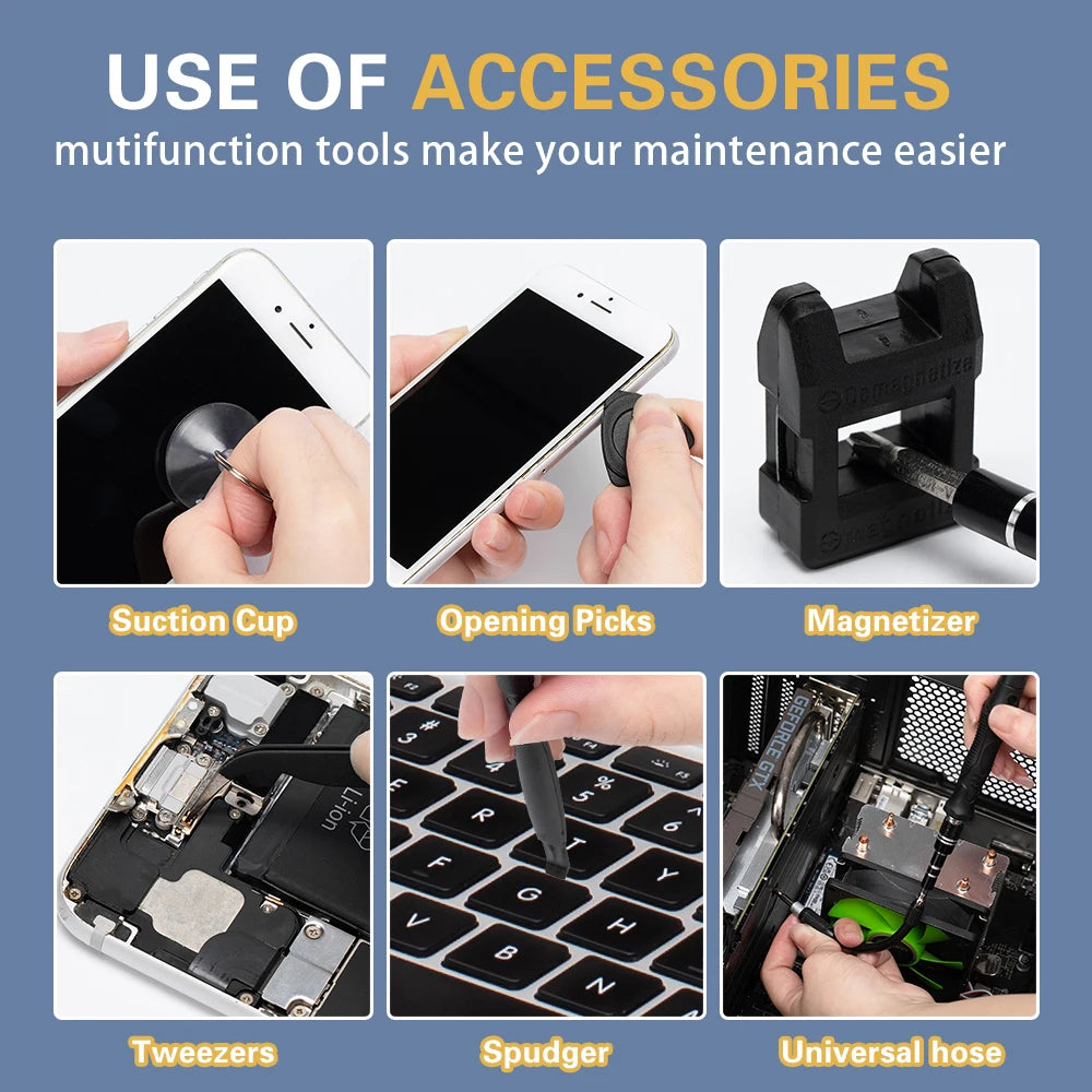 Galacok 117 in 1 Precision Screwdriver Set with 98 Magnetic Bits Multi-Function Repair Tool Kit for IPhone Glasses Laptop Camera