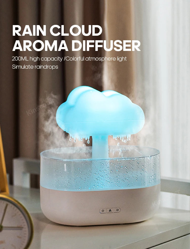 Cloud Air Humidifier & Essential Oil Diffuser – Ultrasonic Mist, Rain Cloud Night Light, White Noise