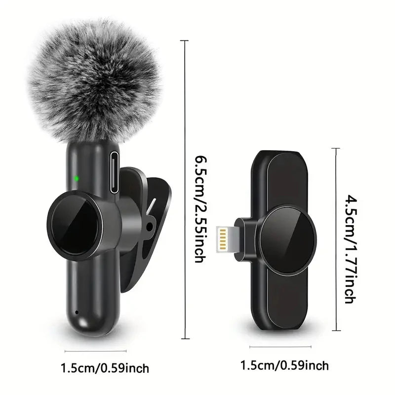 Wireless Lavalier Microphone with Windproof Cover – Mini Mic for iPhone & Android Video Recording