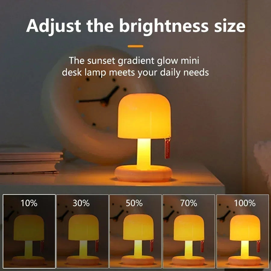 Mini Sunset LED Night Lamp – USB Rechargeable Mushroom Style Night Light for Bedroom, Coffee Bar &