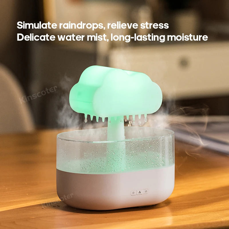 Cloud Air Humidifier & Essential Oil Diffuser – Ultrasonic Mist, Rain Cloud Night Light, White Noise