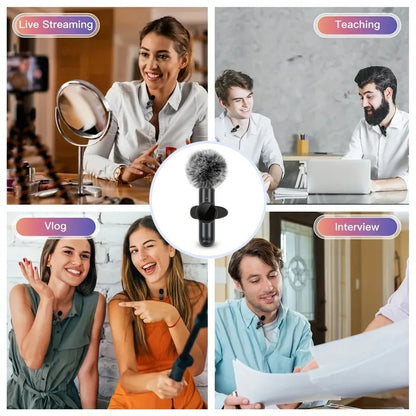 Wireless Lavalier Microphone with Windproof Cover – Mini Mic for iPhone & Android Video Recording