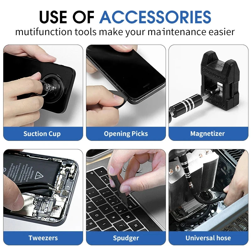 Galacok 117 in 1 Precision Screwdriver Set with 98 Magnetic Bits Multi-Function Repair Tool Kit for IPhone Glasses Laptop Camera