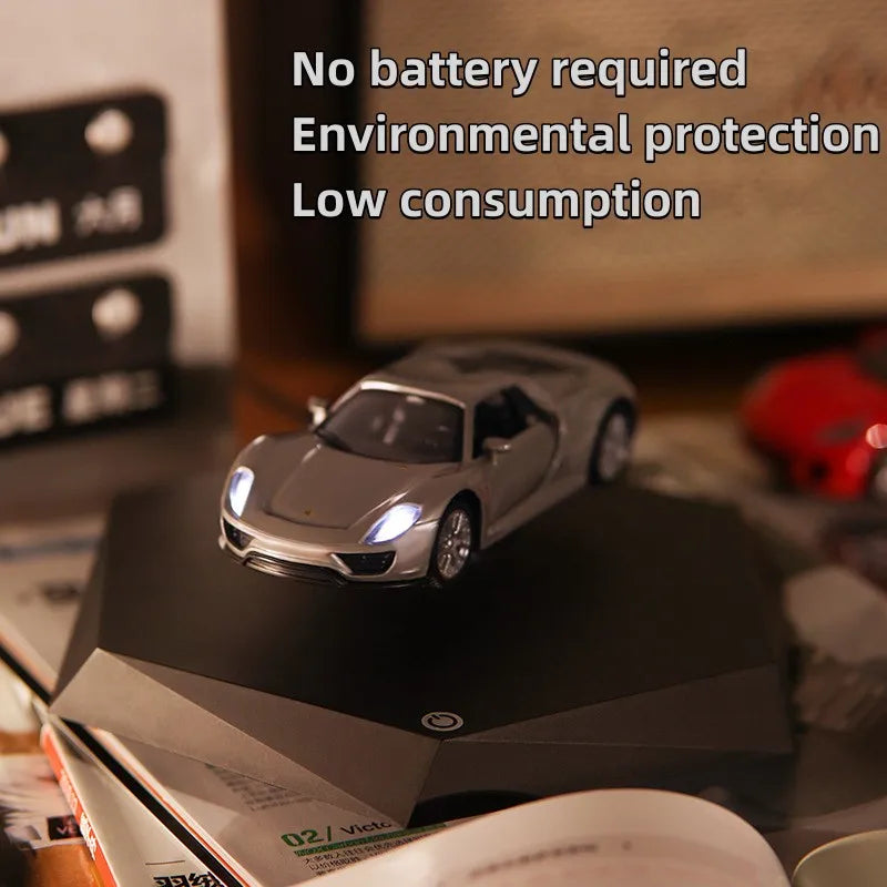 Magnetic Levitating Car with Metal Base – 360° Rotation Creative Home & Office Decor Gift