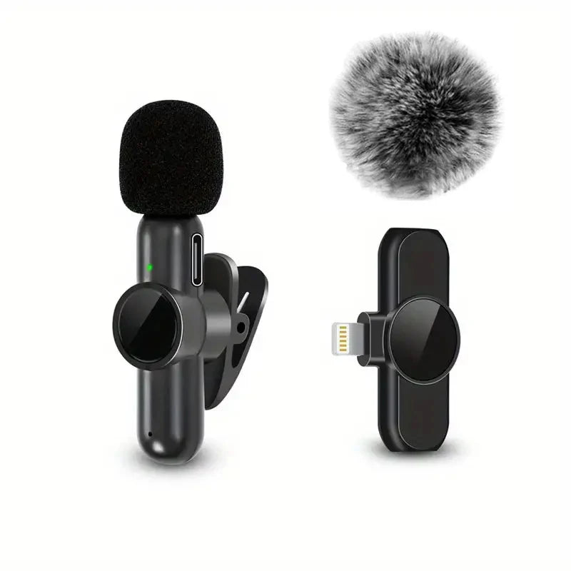 Wireless Lavalier Microphone with Windproof Cover – Mini Mic for iPhone & Android Video Recording