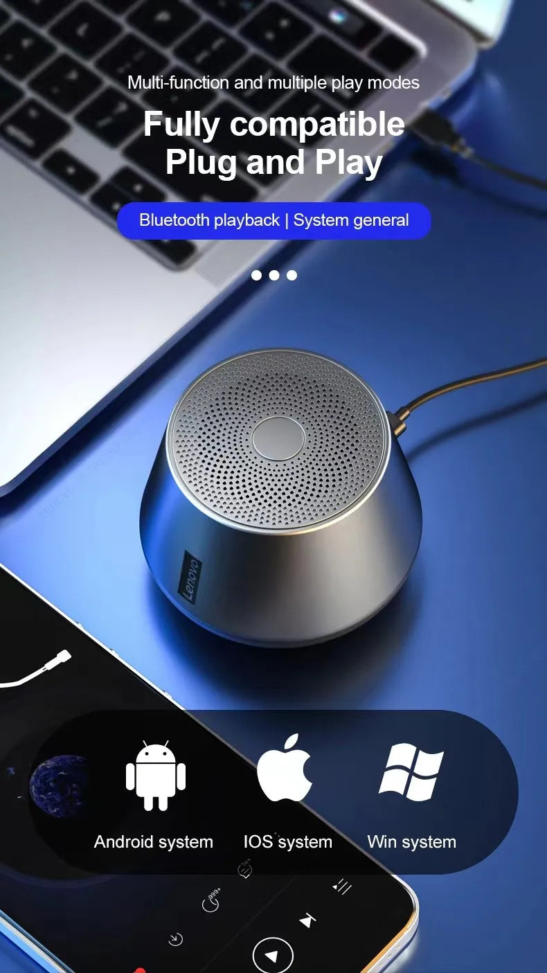 Lenovo K3 Pro Portable Bluetooth Speaker – Wireless Stereo Surround Loudspeaker for Music & Audio