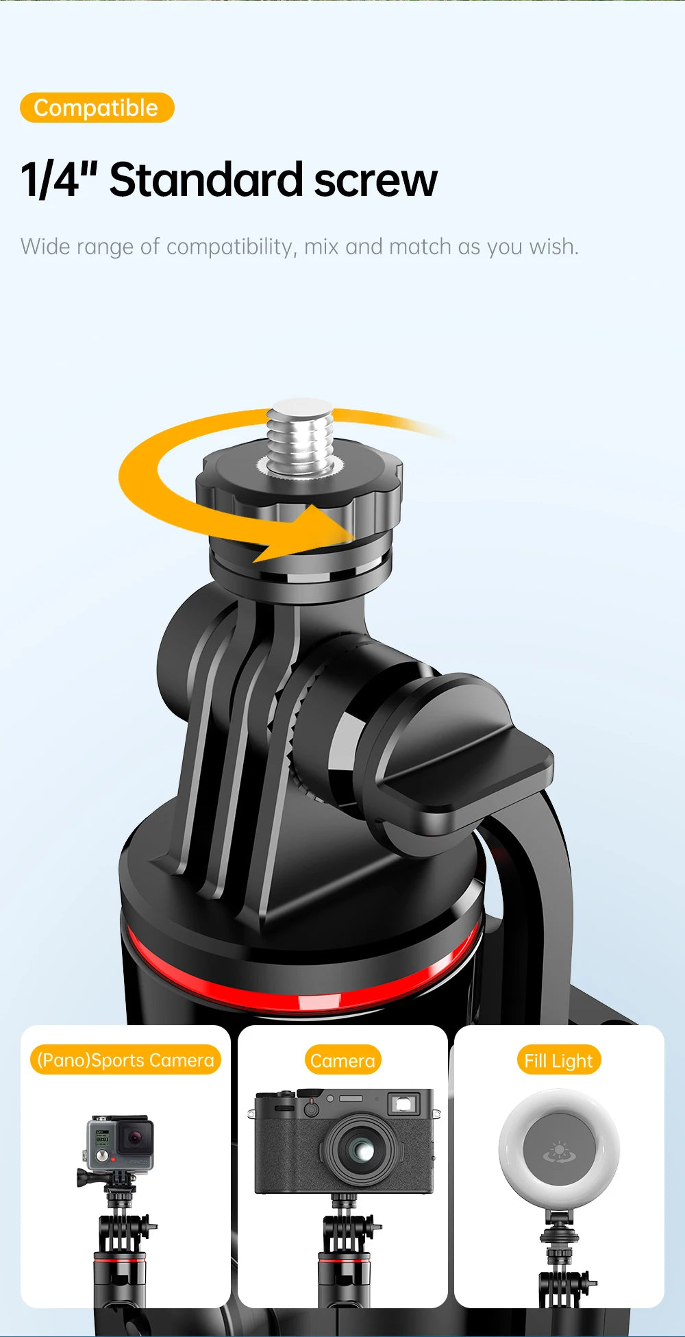 C13C13d Portable Selfie Stick with Bluetooth Remote – 360° Rotating Tripod & Phone Holder