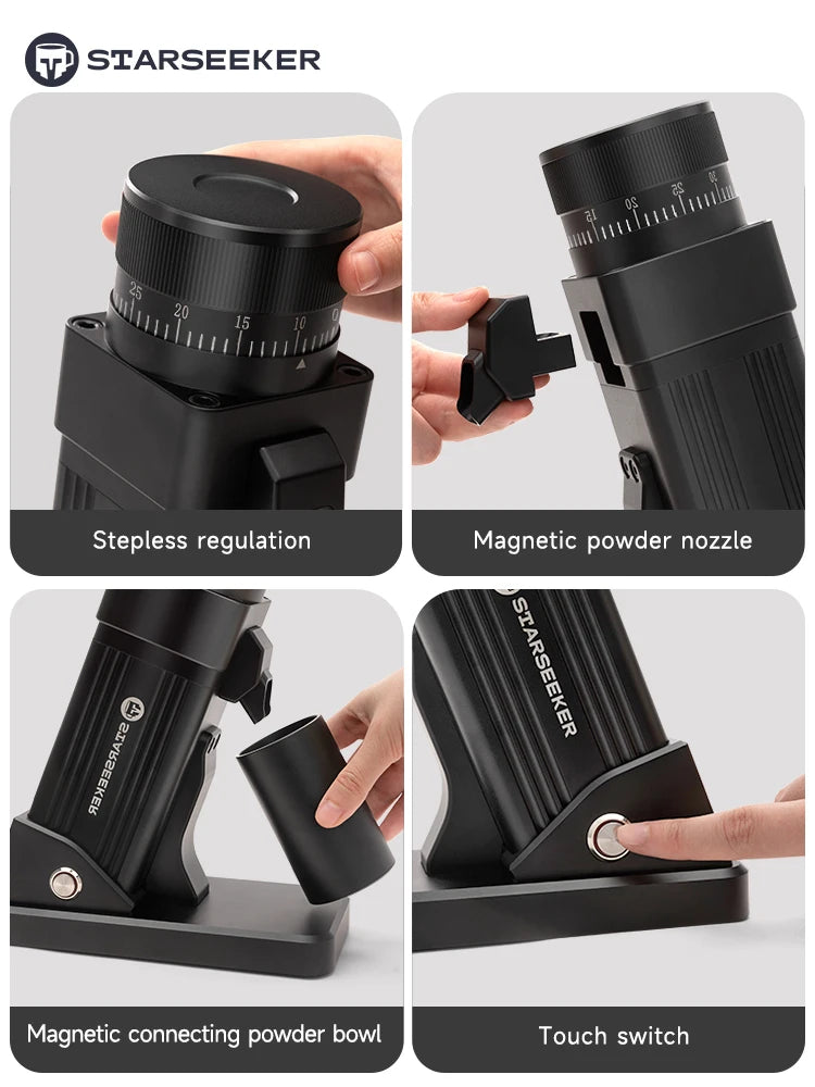 TARSEEKER E55 Electric Coffee Grinder – 55MM Espresso Burr with Stepless Fineness Adjustment for Cold Brew