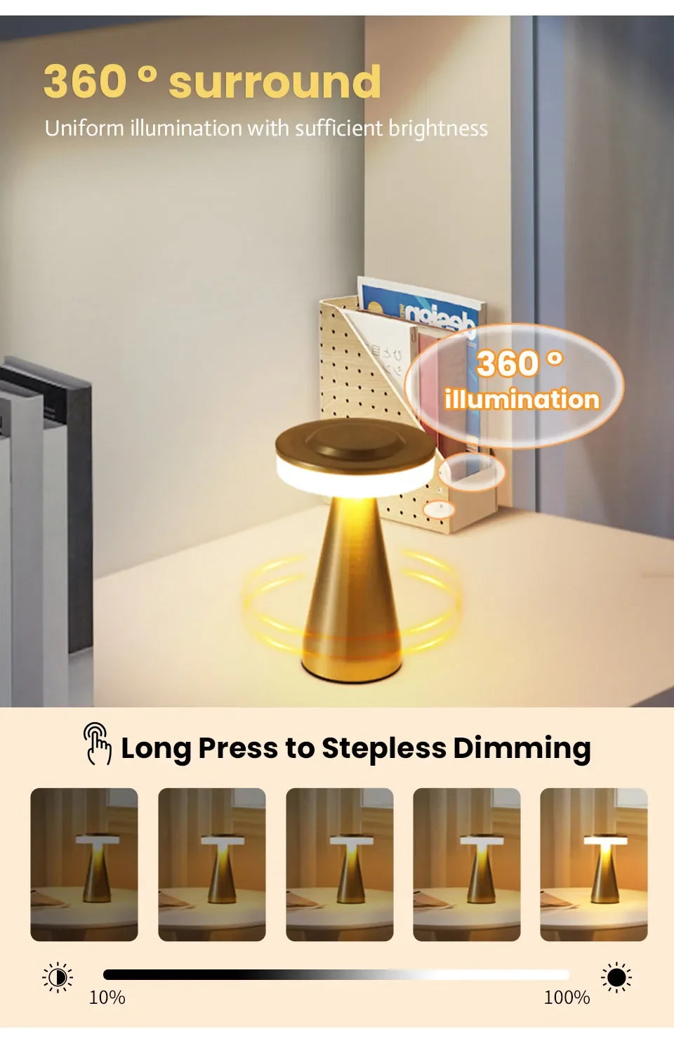 USB Rechargeable Touch Table Lamp – Portable Study, Bedroom & Night Light