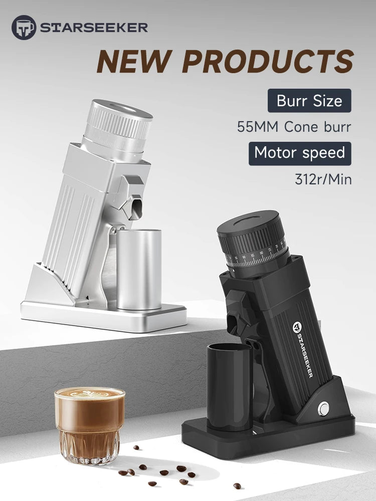 TARSEEKER E55 Electric Coffee Grinder – 55MM Espresso Burr with Stepless Fineness Adjustment for Cold Brew
