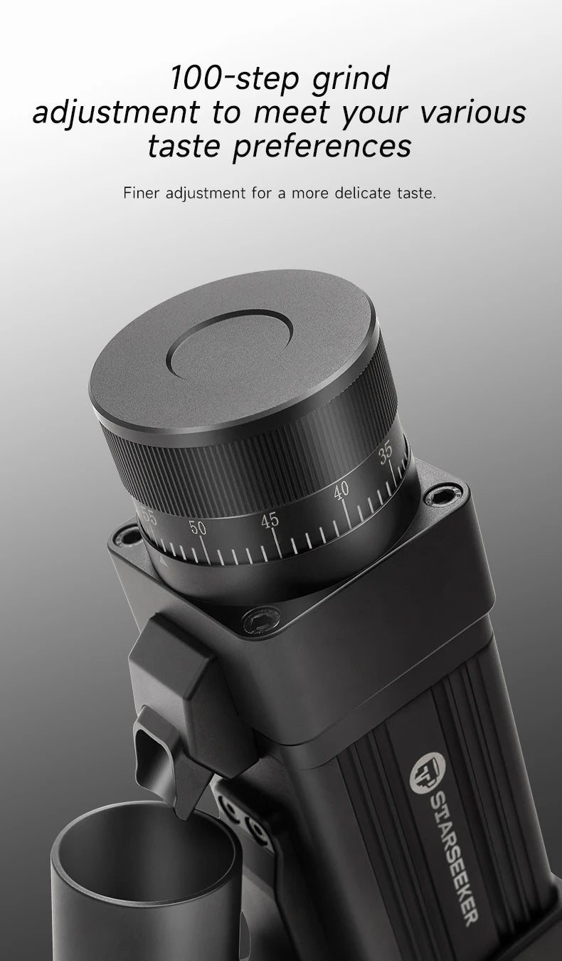 TARSEEKER E55 Electric Coffee Grinder – 55MM Espresso Burr with Stepless Fineness Adjustment for Cold Brew