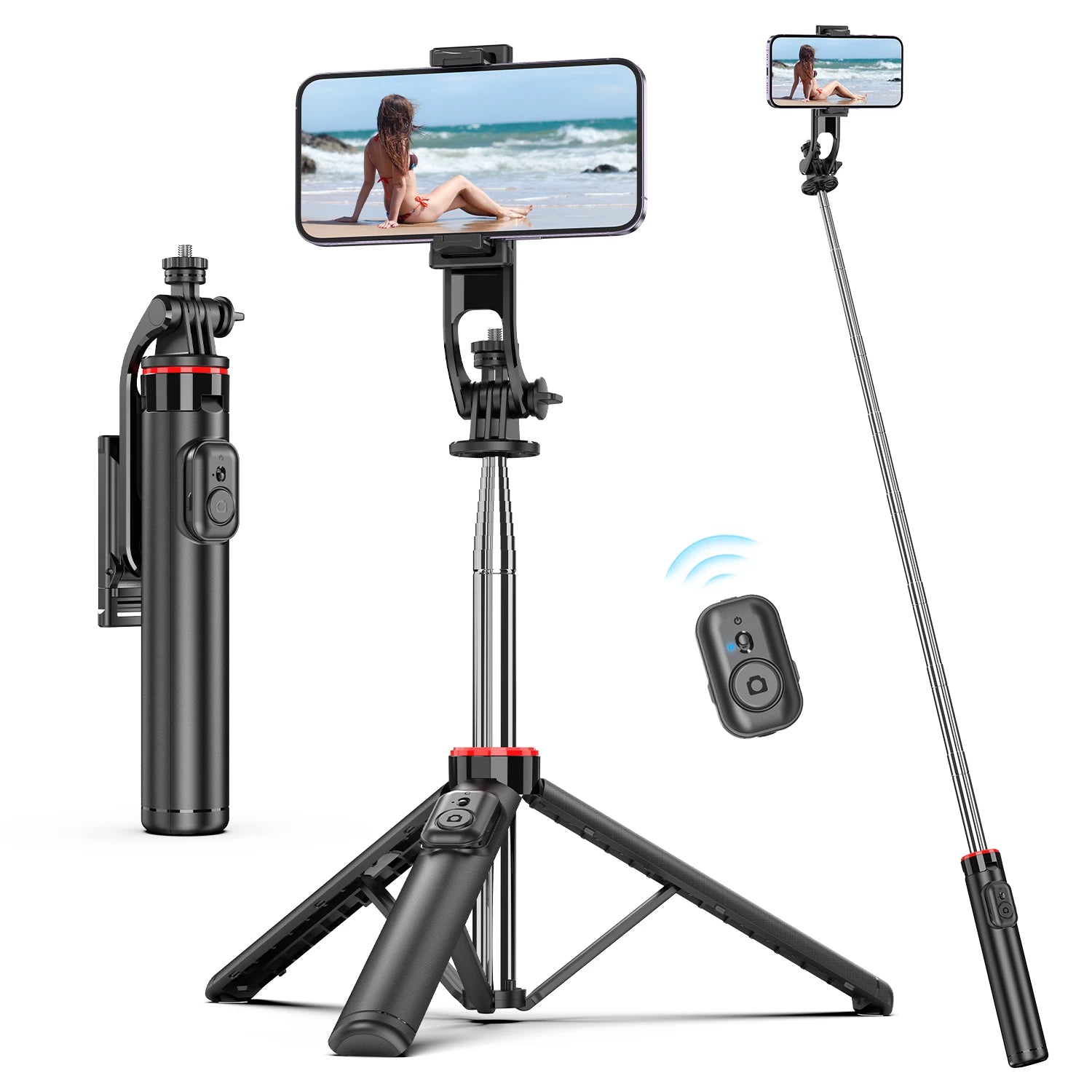 C13C13d Portable Selfie Stick with Bluetooth Remote – 360° Rotating Tripod & Phone Holder