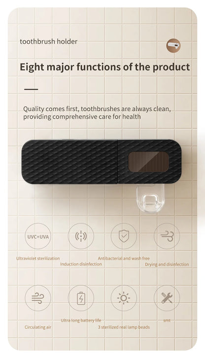 Smart Toothbrush Rack Wall Mounted – 3-Slot Holder with Toothpaste Dispenser & Intelligent Drying
