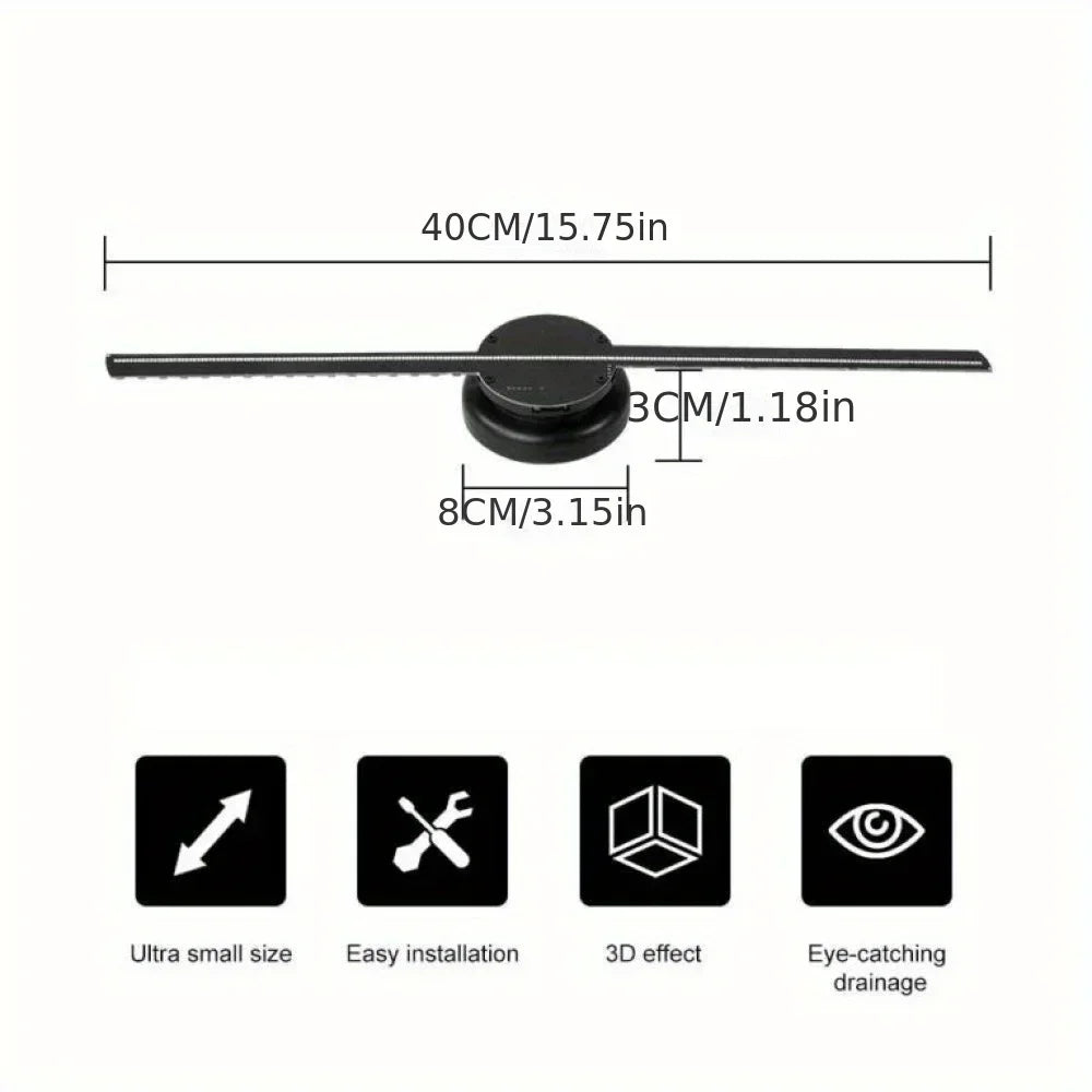 3D Holographic Fan, 52 cm 3D Holographic Projector HD LED Advertising Display with Remote Control, suitable for bars, Halloween