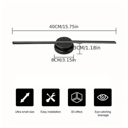 3D Holographic Fan, 52 cm 3D Holographic Projector HD LED Advertising Display with Remote Control, suitable for bars, Halloween