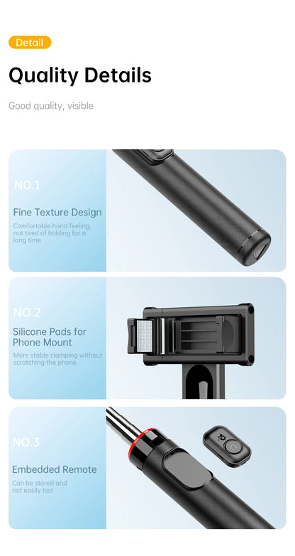 C13C13d Portable Selfie Stick with Bluetooth Remote – 360° Rotating Tripod & Phone Holder