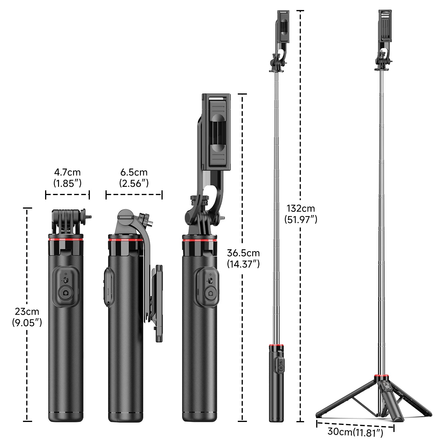 C13C13d Portable Selfie Stick with Bluetooth Remote – 360° Rotating Tripod & Phone Holder