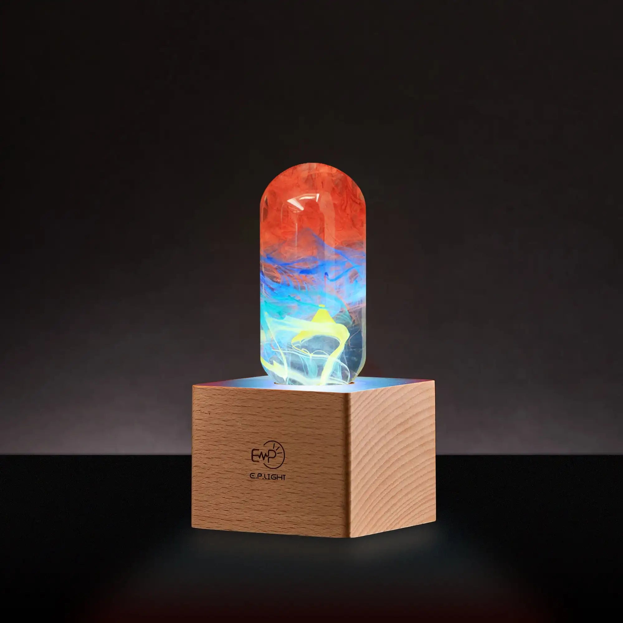 Creative Epoxy Resin Wood LED Night Light – Handmade Multicolor Ocean Lamp for Home Decor & Gifts