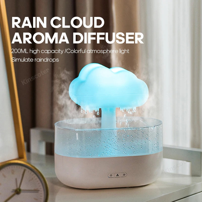 Cloud Air Humidifier & Essential Oil Diffuser – Ultrasonic Mist, Rain Cloud Night Light, White Noise