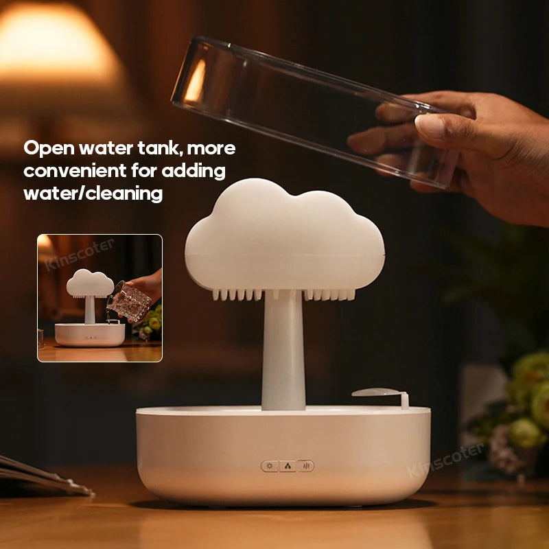 Cloud Air Humidifier & Essential Oil Diffuser – Ultrasonic Mist, Rain Cloud Night Light, White Noise