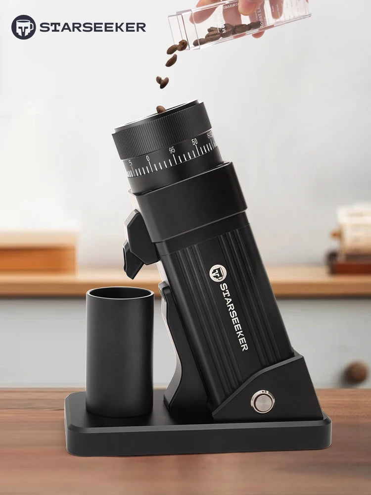 TARSEEKER E55 Electric Coffee Grinder – 55MM Espresso Burr with Stepless Fineness Adjustment for Cold Brew